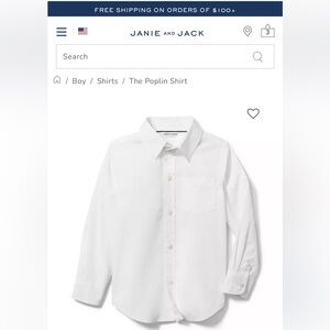 NWOT Janie and Jack Boy’s cotton Poplin Button-Down Shirt
